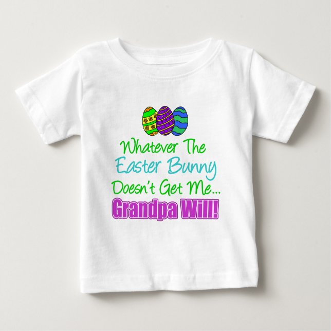 Camiseta Para Bebê Páscoa Bunny não vovô vai (Frente)