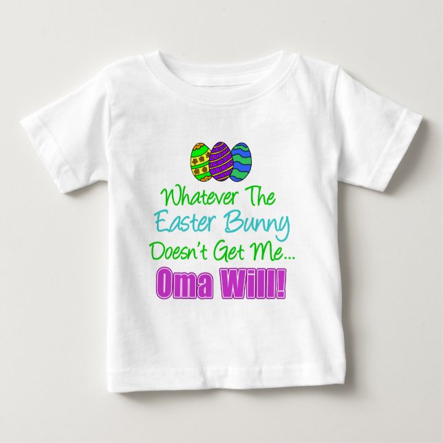 Camiseta Para Bebê Páscoa Bunny Oma Will (Frente)