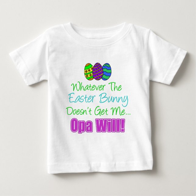 Camiseta Para Bebê Páscoa Bunny Opa Will (Frente)