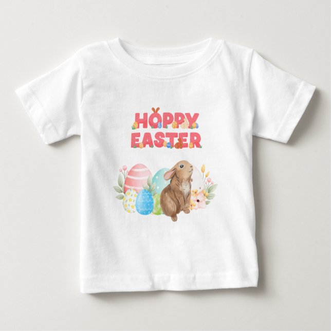 Camiseta Para Bebê Páscoa de Ovos do Grupo Hoppy Dia da Páscoa (Frente)