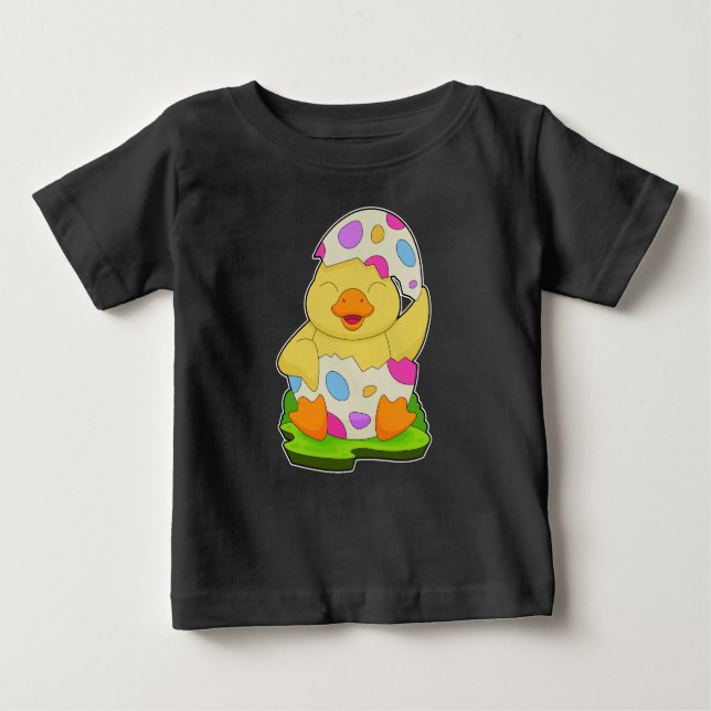 Camiseta Para Bebê Páscoa de pata - ovo de páscoa (Frente)
