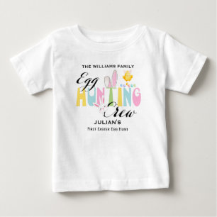 Camiseta Para Bebê Páscoa de Tripulação de Caça de Ovos de Pastel Per