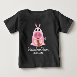 Camiseta Para Bebê Páscoa do celeiro do Peekaboo suspeitoso o porc