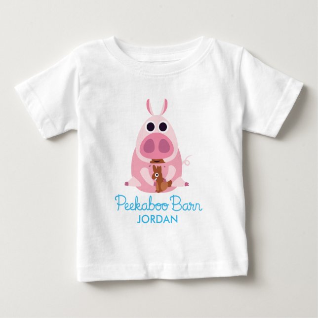 Camiseta Para Bebê Páscoa | do celeiro do Peekaboo suspeitoso o porco (Frente)