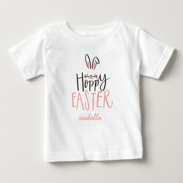 CAMISETA PARA BEBÊ PÁSCOA HOPPY (Frente)