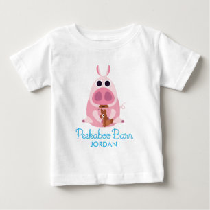 Camiseta Para Bebê Páscoa Peekaboo Barn Leary Pig 2