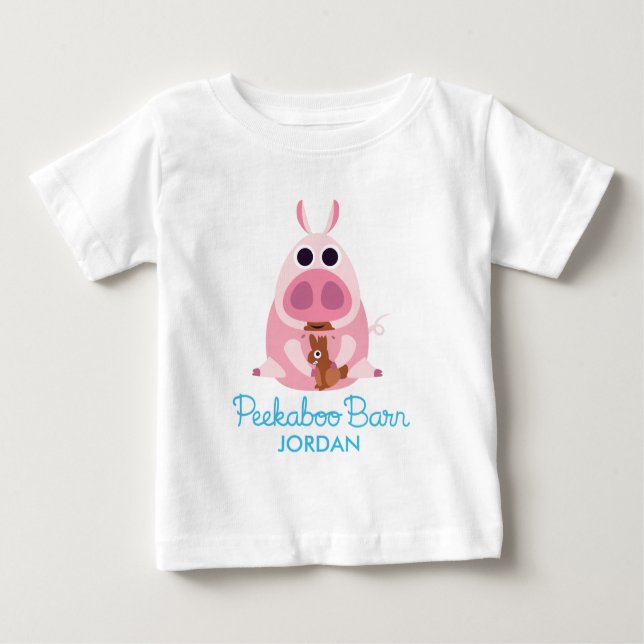 Camiseta Para Bebê Páscoa Peekaboo Barn | Leary Pig 2 (Frente)