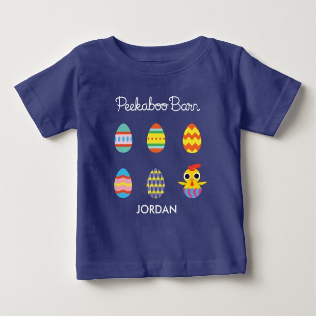 Camiseta Para Bebê Páscoa Peekaboo Barn | Ovos de Páscoa (Frente)