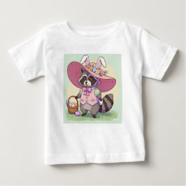 Camiseta Para Bebê Páscoa Racoon
