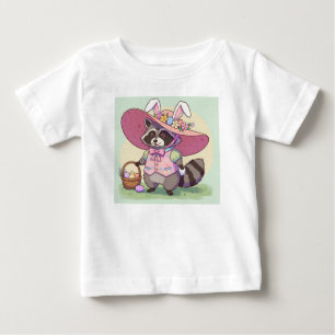 Camiseta Para Bebê Páscoa Racoon