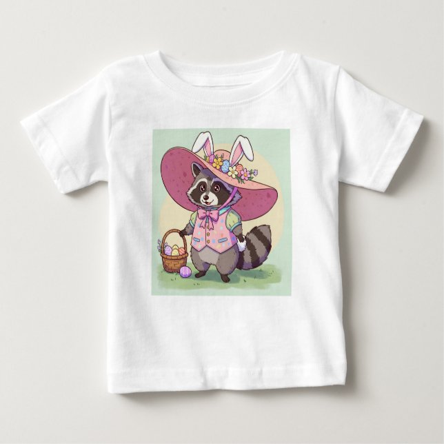 Camiseta Para Bebê Páscoa Racoon (Frente)