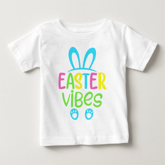 Camiseta Para Bebê Páscoa Vibes Pastel (Frente)