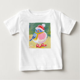 Camiseta Para Bebê Passarinho fofo com botas vermelhas e chapéu de Pa