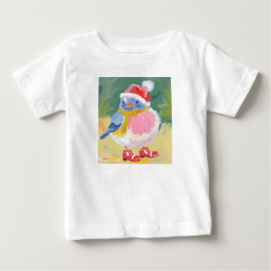 Camiseta Para Bebê Passarinho fofo com botas vermelhas e chapéu de Pa