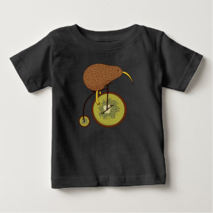 Camiseta Para Bebê Passarinho Kiwi Andando de Bicicleta