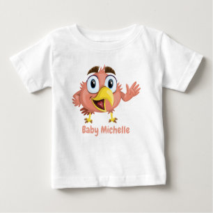 Camiseta Para Bebê Pássaro Bonito Adorável e Panda Cub Gráfico