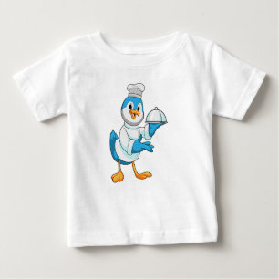 Camiseta Para Bebê Pássaro como cozinheiro com Púltimo