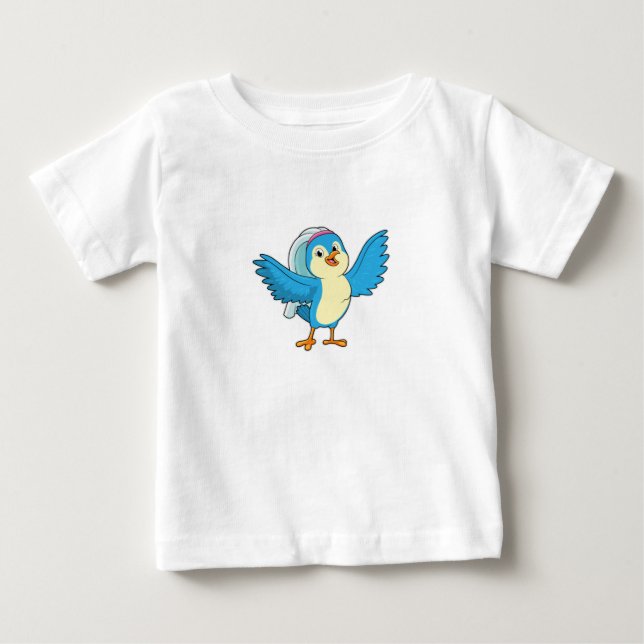 Camiseta Para Bebê Pássaro como Noiva com Véu (Frente)