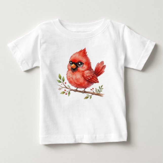 Camiseta Para Bebê Pássaro da Floresta-Cardinal Fofo (Frente)