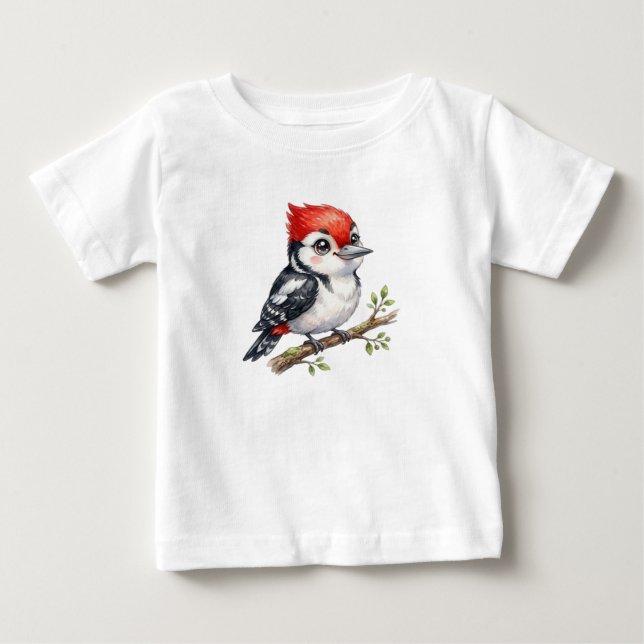 Camiseta Para Bebê Pássaro da Floresta-Picapa Fofo (Frente)