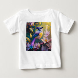 Camiseta Para Bebê Pássaro de Fantasia Amarelo Violet Tufado