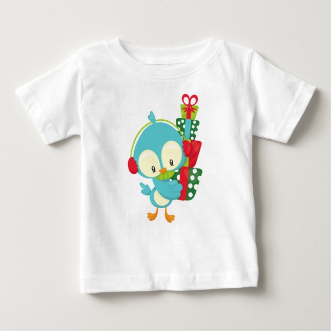 Camiseta Para Bebê Pássaro de Natal, Pássaro Bonito, Presentes, Prese (Frente)