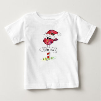 Camiseta Para Bebê Pássaro de Natal Vermelho Whimsic