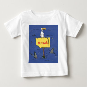 Camiseta Para Bebê Pássaro-do-mar engraçado circulado por desenhos