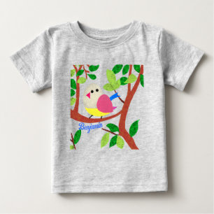 Camiseta Para Bebê Pássaro em uma árvore