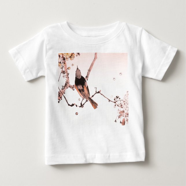 CAMISETA PARA BEBÊ PÁSSARO JAPONÊS NO TOPO DA GAROTA INICIAL PERSONAL (Frente)