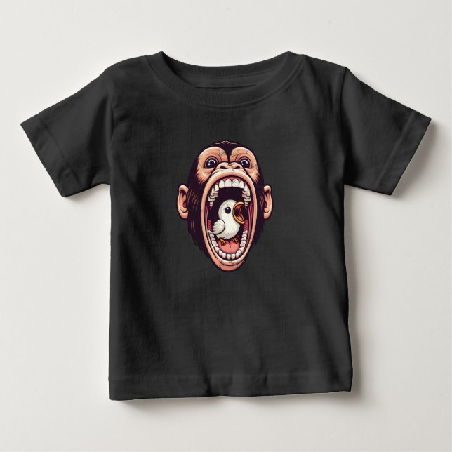 Camiseta Para Bebê Pássaro Macaco Engraçado (Frente)