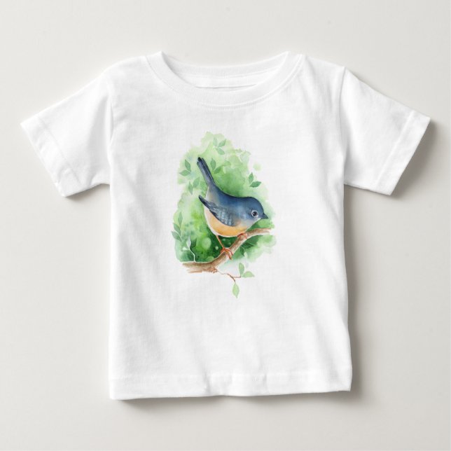 Camiseta Para Bebê Pássaro no galho (Frente)