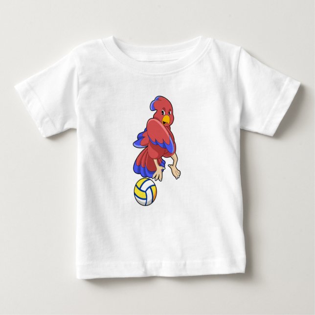 Camiseta Para Bebê Pássaro nos Esportes de Voleibol (Frente)