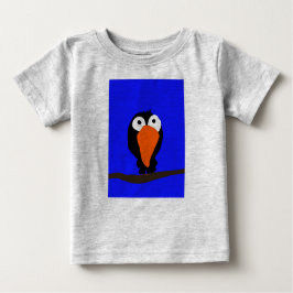 Camiseta Para Bebê pássaro preto desenhando uraco