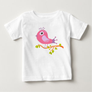Camiseta Para Bebê Pássaro, Ramificação, Cartoon