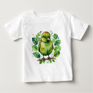 Camiseta Para Bebê Pássaro verde-claro