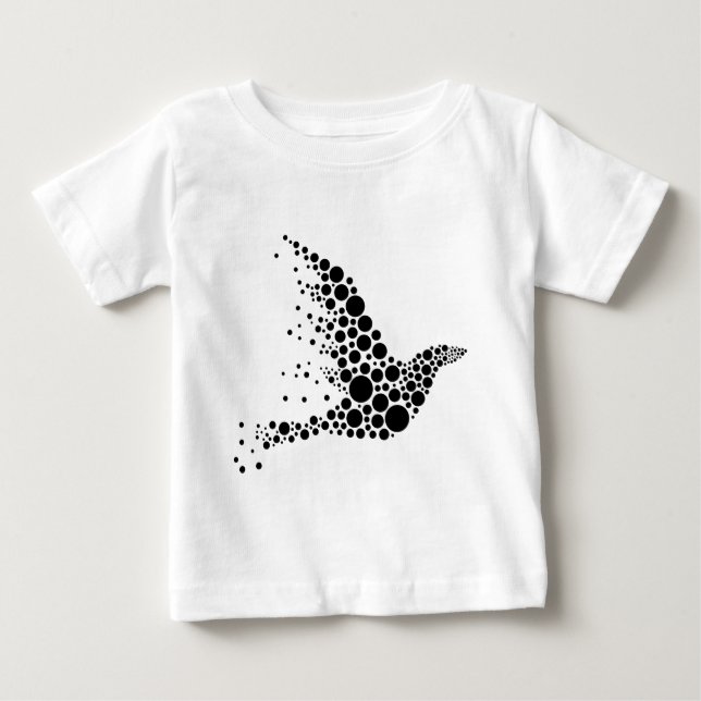 Camiseta Para Bebê Pássaro voador preto (Frente)
