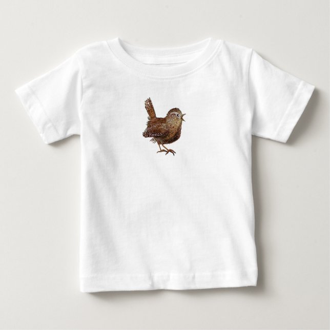 Camiseta Para Bebê Pássaro Wren (Troglodytes Troglodytes) (Frente)