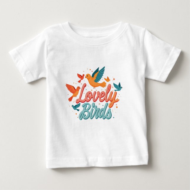 Camiseta Para Bebê pássaros adoráveis (Frente)