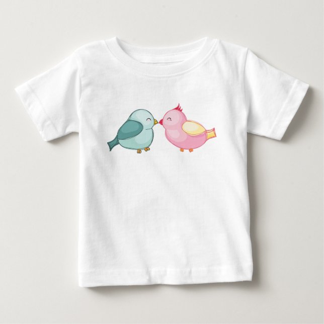 Camiseta Para Bebê Pássaros beijando (Frente)