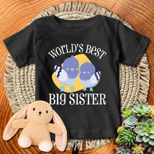 Camiseta Para Bebê Pássaros de Botas A Melhor Irmã Mais Velha do Mund