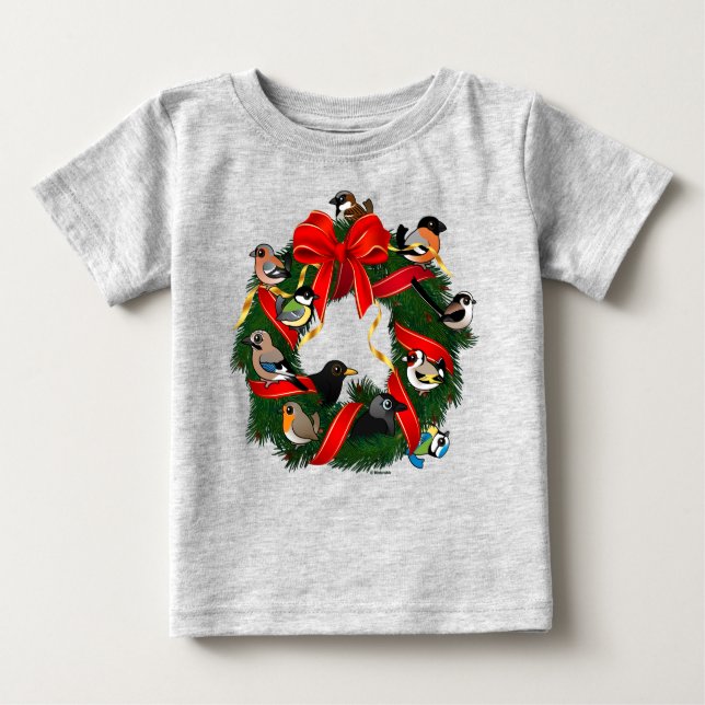 Camiseta Para Bebê Pássaros do Jardim Europeu de Nascimento, Terra de (Frente)