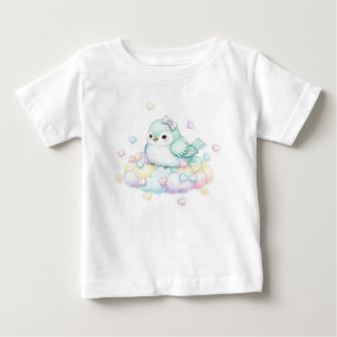 Camiseta Para Bebê Pássaros Doce. Mint Marshmallow por Natasha Us