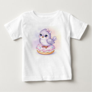 Camiseta Para Bebê Pássaros Doce. Rosquinha de mirtilo por Natasha Us