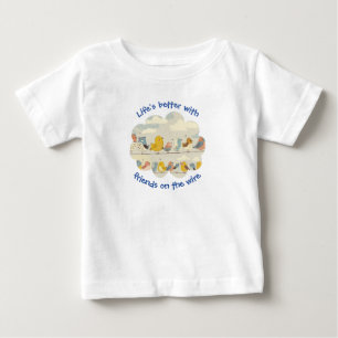 Camiseta Para Bebê Pássaros Em Um Fio