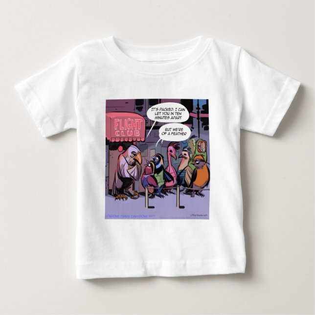 Camiseta Para Bebê Pássaros Engraçados da Mesma Espécie (Frente)