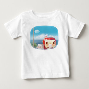 Camiseta Para Bebê Passeio de Trem Cênico: Garota Coelhinho e Gato na