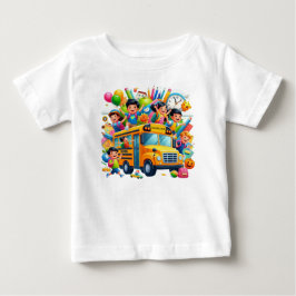 Camiseta Para Bebê Passeio Escolar Alegre: Aventura no Ônibus Escolar