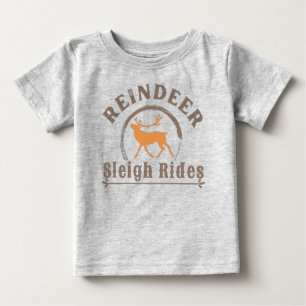 Camiseta Para Bebê Passeios de Trenó de Rena de Natal Vintage