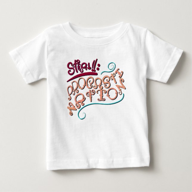 Camiseta Para Bebê Passo 1: Procrastinação (Frente)